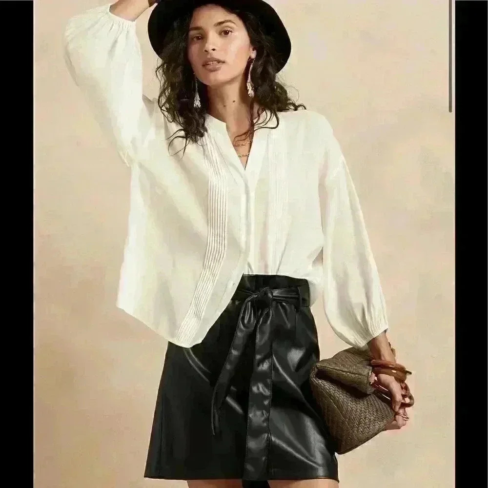 Banana Republic Tie-Waist Vegan Leather Skirt